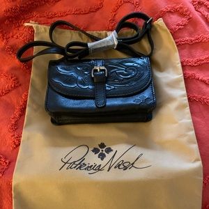 Patricia Nash Black Leather Tooled Crossbody